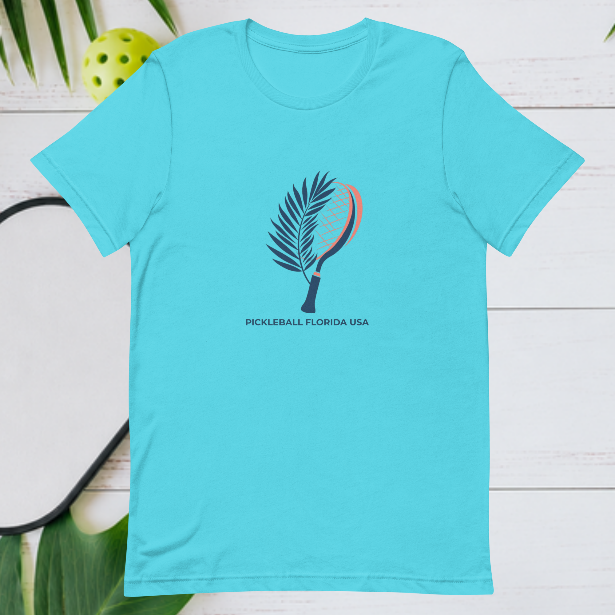 Palm Paddle Pickleball Tee Turquoise Florida