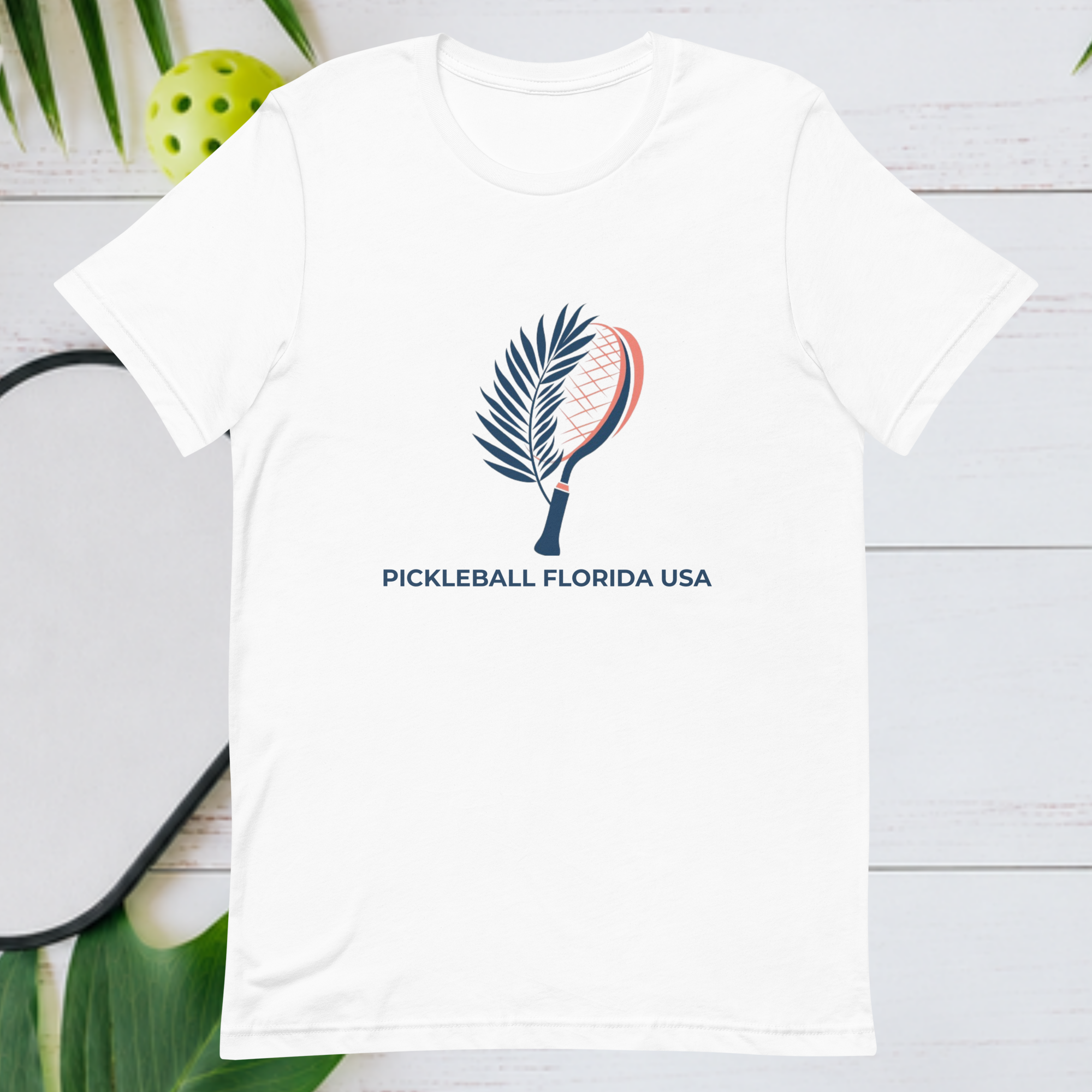 Palm Paddle Pickleball Tee White Florida